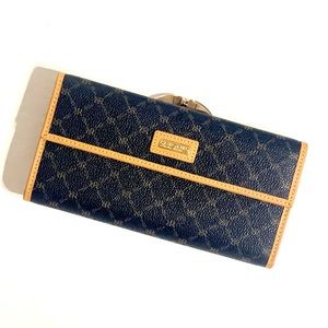 Rioni Italia Continental Clasp Signature Navy Blue Leather Wallet- NWOT